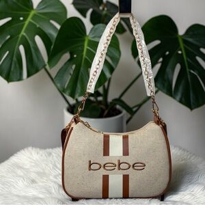 Bebe Beige and Brown Shoulder Bag